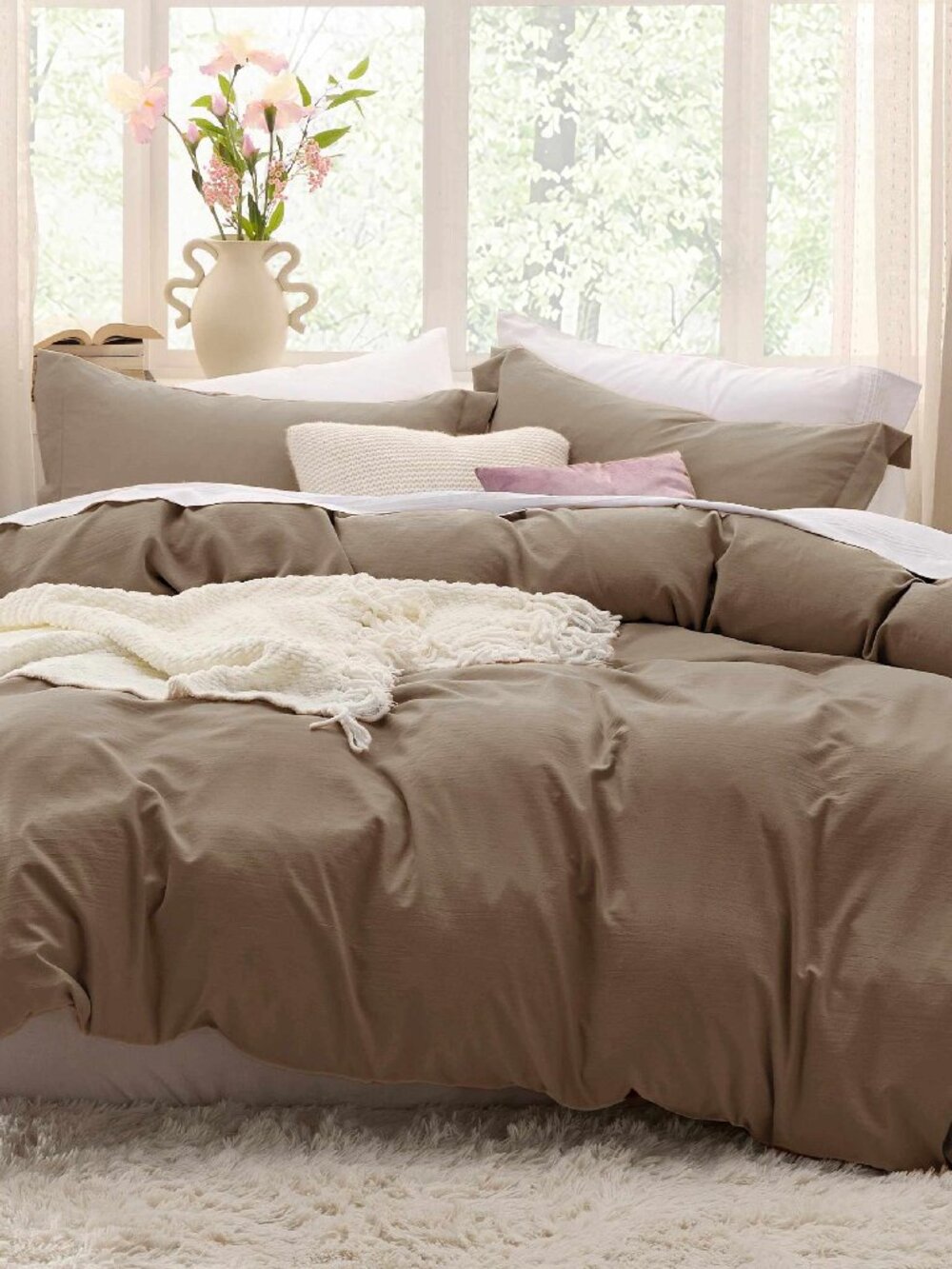 3 pc Brown California King Duvet Set N0422